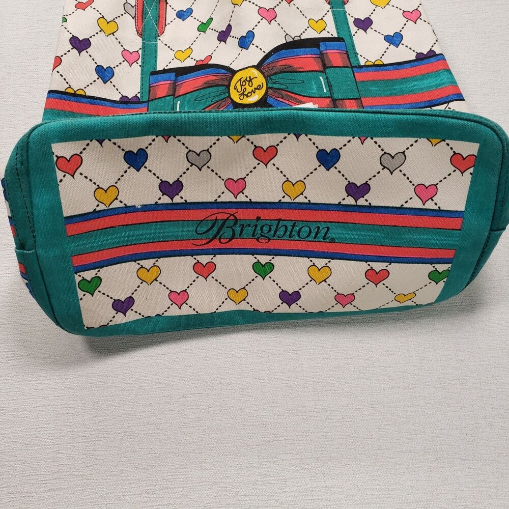 Brighton Tote Bag Colorful Heart Bow Graphic Print Large Canvas Shoulder Purse - Picture 14 of 16